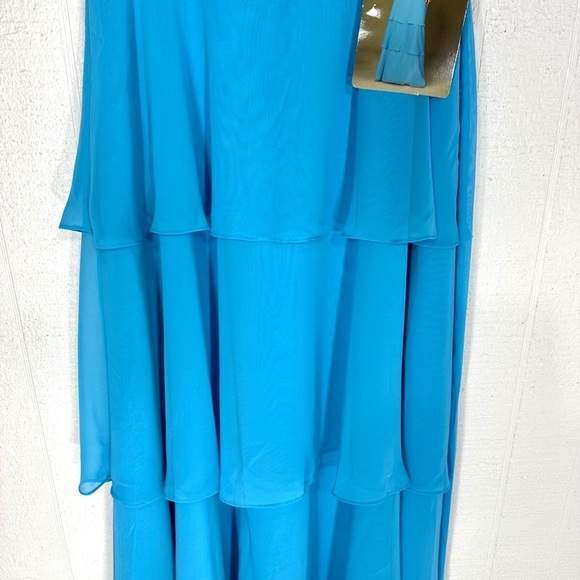 NWT Mori Lee chiffon ruffle formal maxi dress in periwinkle size 10, Never Worn - Picture 2 of 12